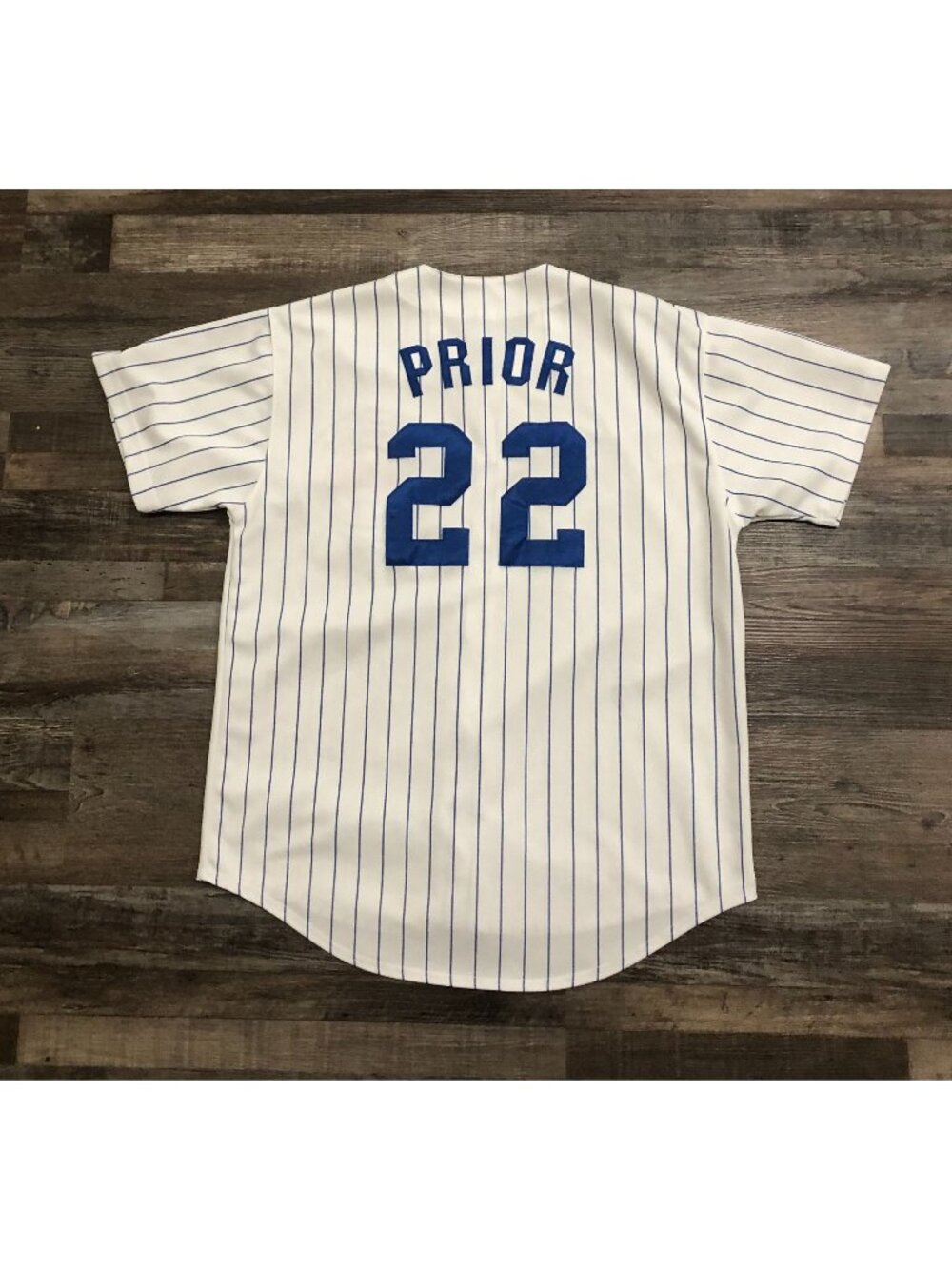 Vintage Russell Athletic Mens Large Mark Prior Chicago Cubs Button Jersey MLB